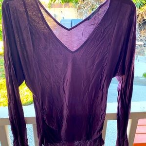 Freda Five medium eggplant colored long sleeve shirt